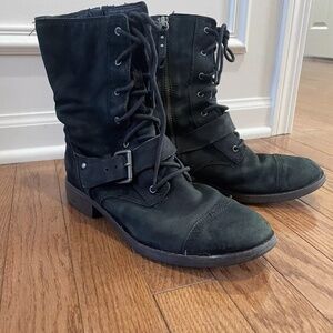 UGG Women Marela 1005687 Black Suede Lace-up Side Zipper Boot US7.5